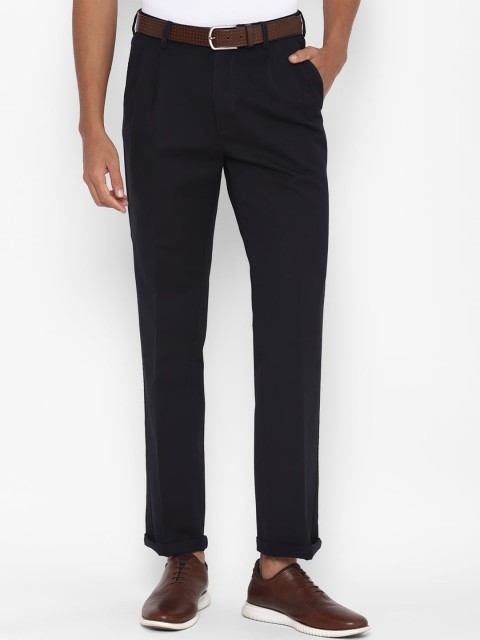 

Allen Solly Men Navy Blue Regular Fit Solid Regular Trousers