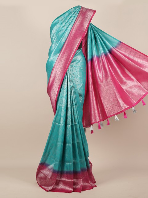 

Pothys Blue & Pink Jute Silk Woven Design Saree