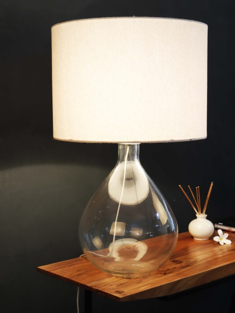 

Grated Ginger White & Transparent Solid Contemporary Table Lamp with Shade