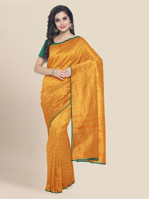 

KLM Fashion Mall Orange Woven Design Silk Blend Saree