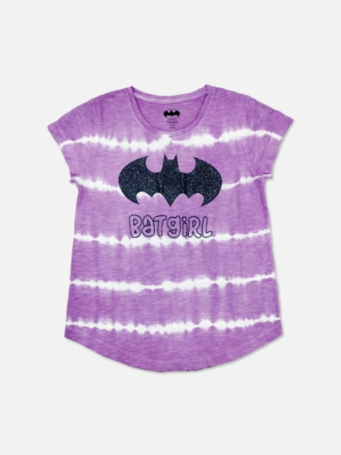 

Kids Ville Girls Purple Batgirl Dyed Round Neck T-shirt