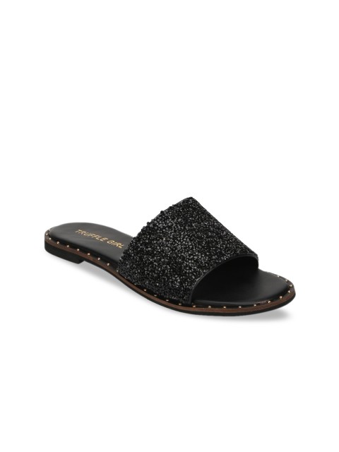 

Truffle Collection Women Black Sequin Embellished Open Toe Flats