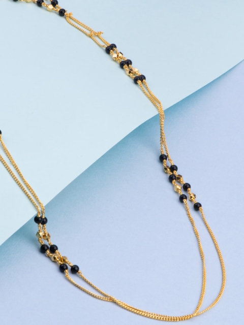 

Alankruthi Gold-Toned & Black Brass Gold-Plated Layered Chain