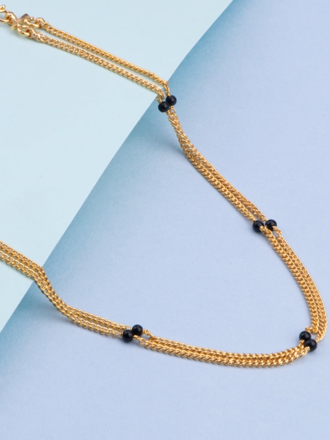 

Alankruthi Gold-Toned & Black Brass Gold-Plated Layered Chain