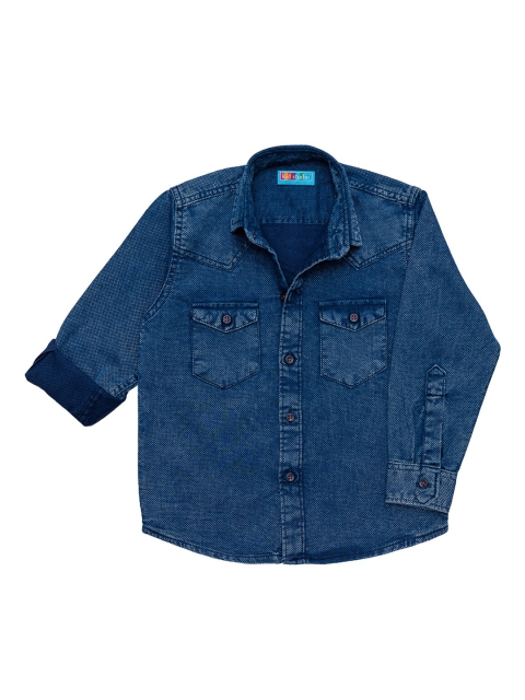 

Kid Studio Boys Blue Regular Fit Solid Cotton Casual Shirt