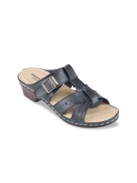 

TRASE Women Black Solid Sandals