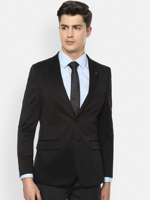 

Van Heusen Men Black Solid Slim-Fit Single-Breasted Formal Blazer