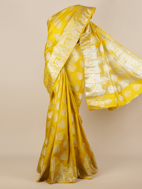 

Pothys Yellow Woven Design Jute Silk Saree