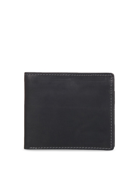 

Leather Zentrum Men Black Solid Leather Two Fold Wallet