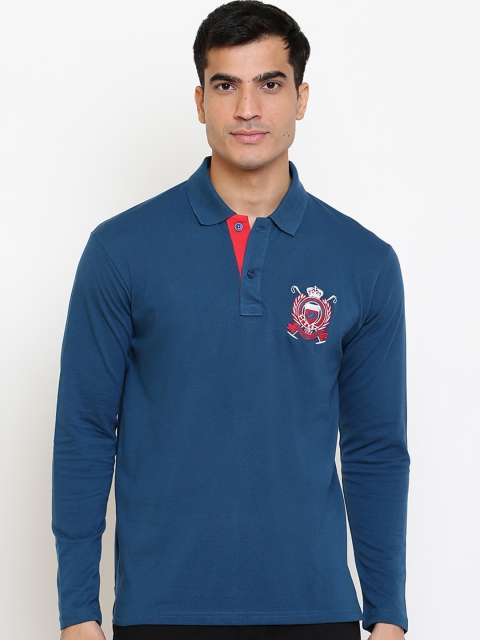 

GHPC Men Blue Solid Polo Collar T-shirt