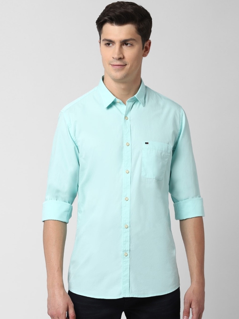 

Peter England Casuals Men Sea Green Slim Fit Solid Pure Cotton Casual Shirt