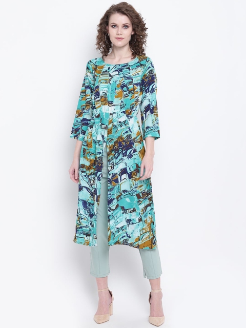 

Napra Women Sea Green Printed Crepe Kurta
