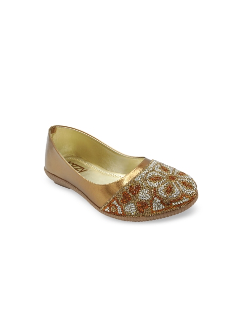 

Jazzy Juniors Girls Bronze-Toned Embellished Ballerinas