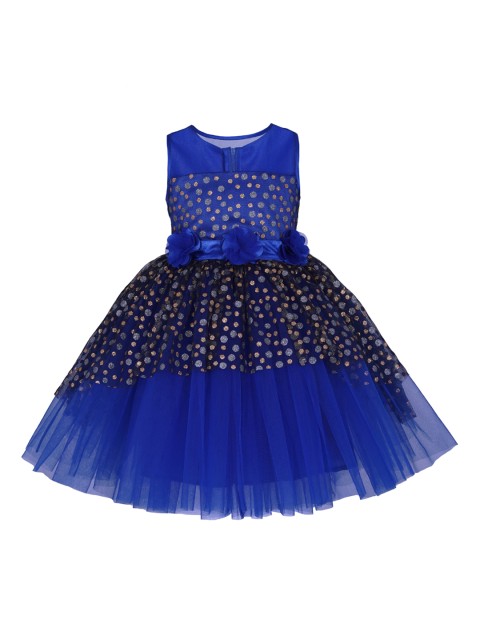 

Toy Balloon kids Girls Blue Self Design Fit and Flare Dress