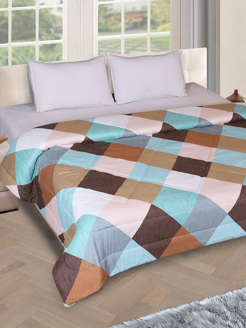 

ROMEE White & Blue Geometric AC Room 150 GSM Double Bed Comforter