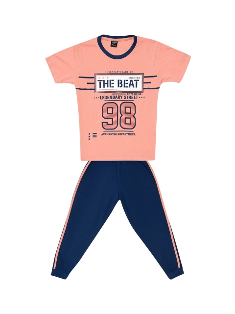 

Todd N Teen Boys Pink & Navy Blue Printed T-shirt with Trousers