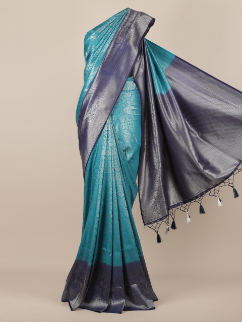 

Pothys Blue Woven Design Jute Silk Saree