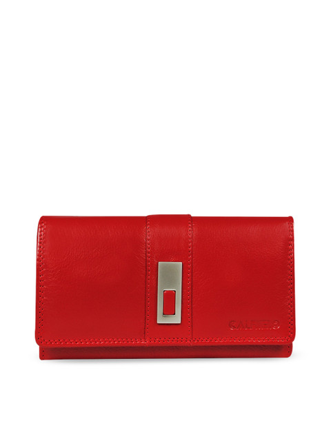 

CALFNERO Red Solid Leather Purse Clutch
