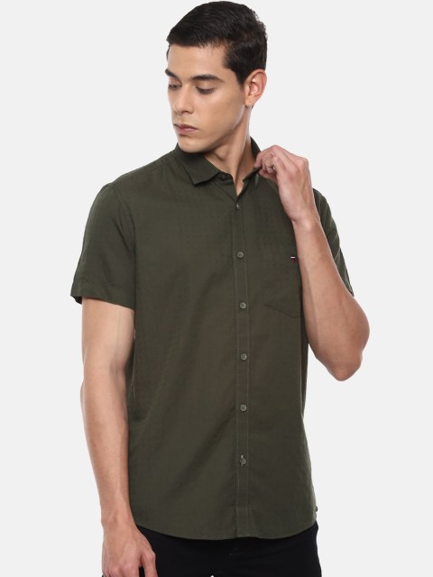 

Louis Philippe Sport Men Olive Green Slim Fit Solid Cotton Casual Shirt