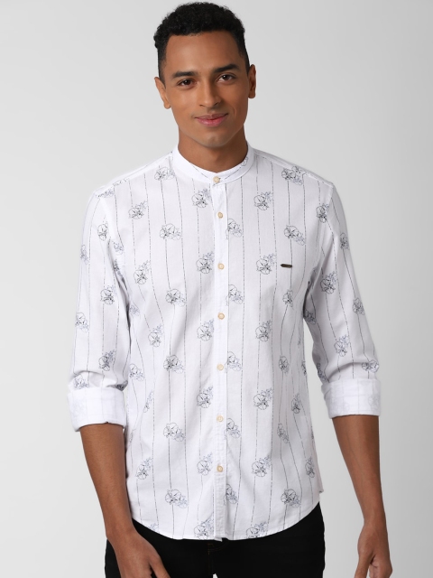 

Peter England Casuals Men White Slim Fit Printed Casual Cotton Shirt