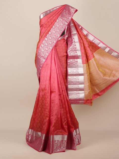 

Pothys Pink Printed Jute Silk Saree