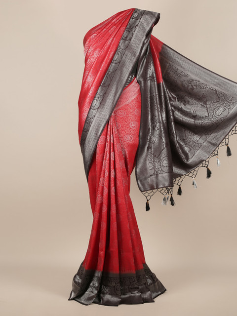 

Pothys Red Woven Design Jute Silk Saree