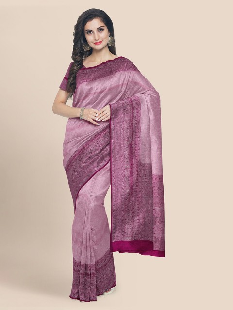 

KLM Fashion Mall Purple Silk Blend Solid Banarasi Saree