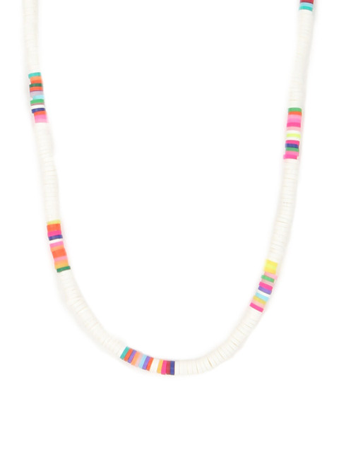 

FOREVER 21 White Beaded Disc Necklace