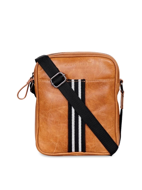 

Justanned Men Tan & Black Colourblocked Messenger Bag