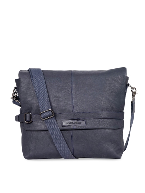 

Justanned Men Blue Textured Messenger Bag
