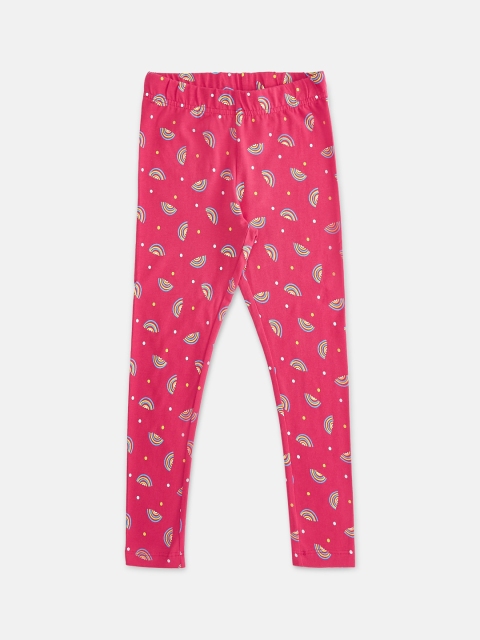 

Pantaloons Junior Girls Pink & Yellow Printed Ankle-Length Leggings