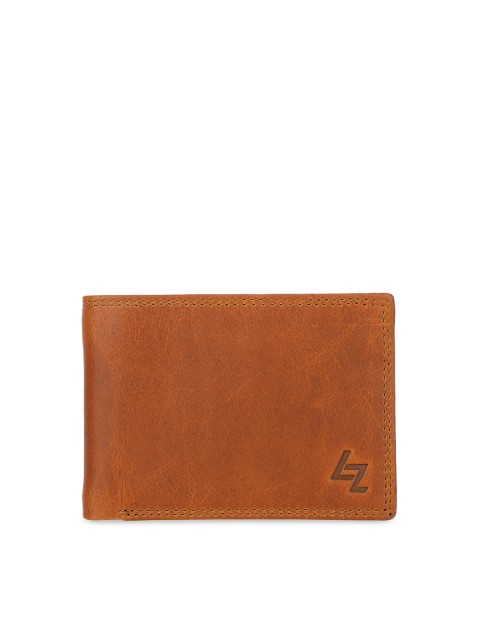 

Leather Zentrum Men Brown Solid Leather RFID Two Fold Wallet