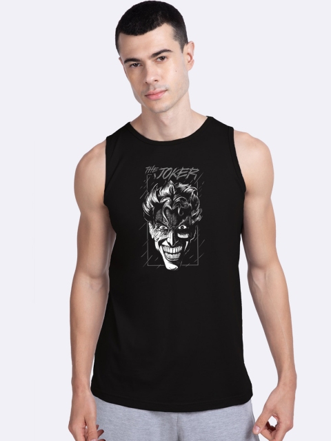 

Bewakoof Men Black & White Joker Stare Glow In Dark Printed Cotton Innerwear Vest