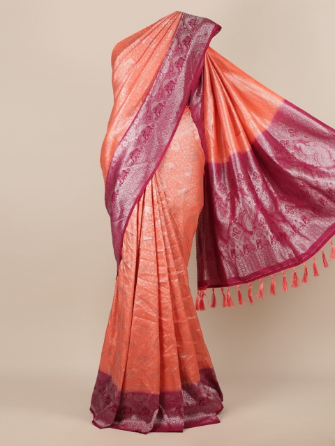 

Pothys Peach-Coloured Woven Design Jute Silk Saree