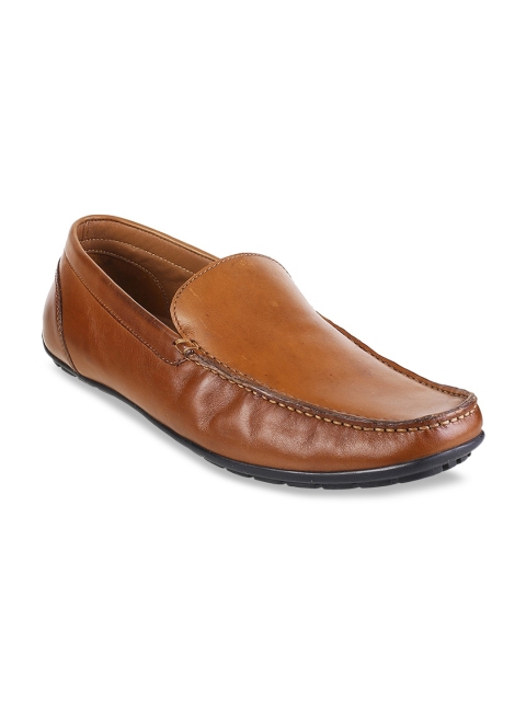 

Mochi Men Tan Brown Solid Leather Formal Loafers