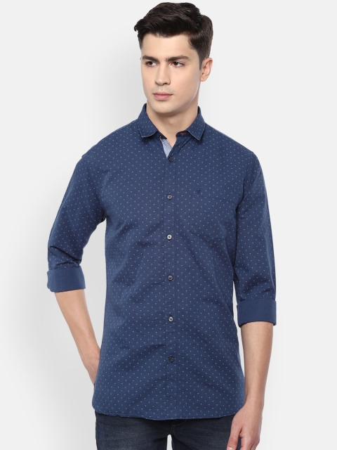 Van Heusen Sport Men Navy Blue Slim Fit Printed Casual Shirt