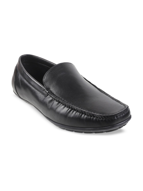 

Mochi Men Black Solid Leather Formal Loafers