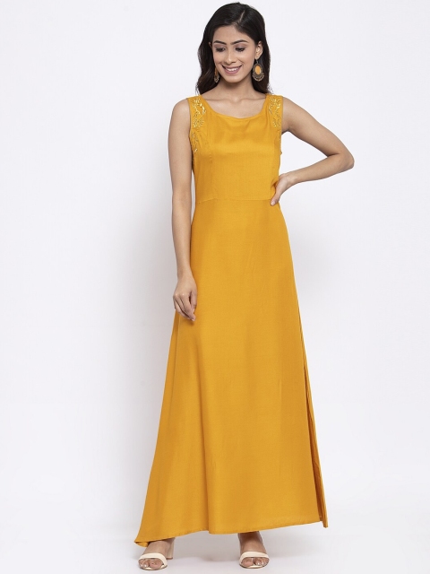 

Kiaasa Women Mustard Solid Maxi Dress