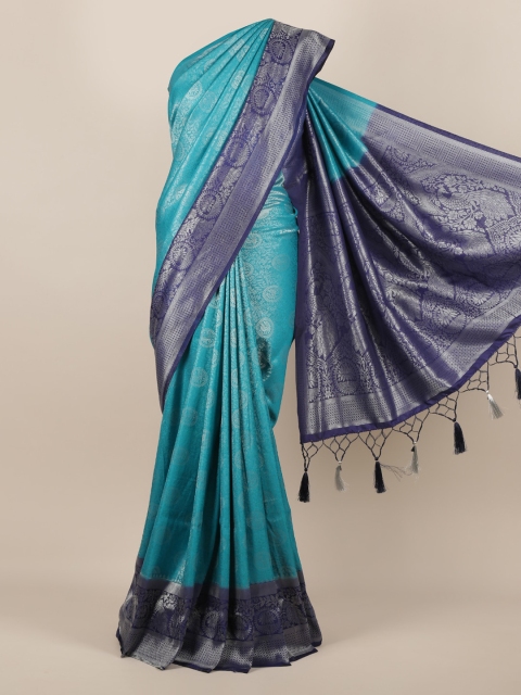 

Pothys Blue Woven Design Jute Silk Saree