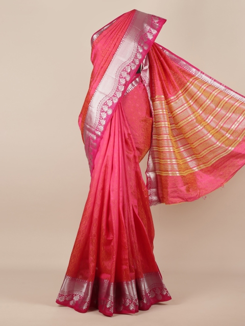 

Pothys Magenta Printed Jute Silk Saree