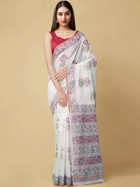 

Unnati Silks White Pure Cotton Printed Kota Saree