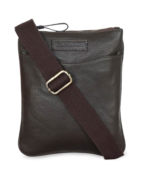 

Justanned Men Brown Textured Messenger Bag