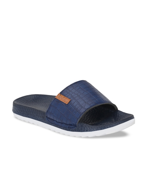 

Big Fox Men Navy Blue Self Design Sliders