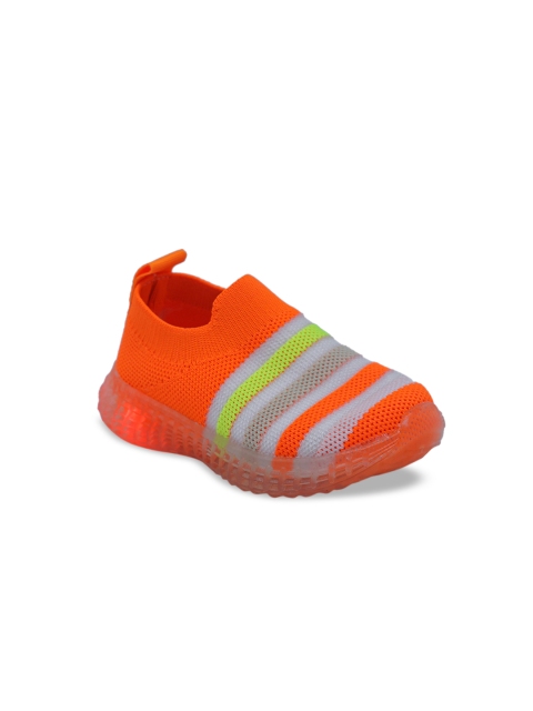 Feetwell Shoes Boys Orange & Green Striped LED Slip-on Sneakers