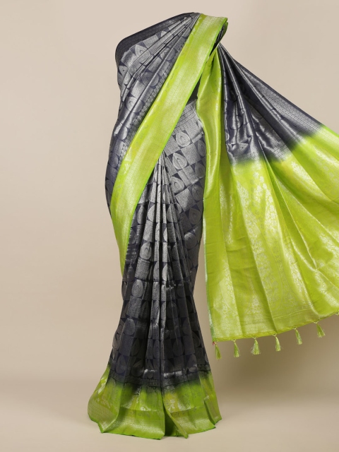 

Pothys Navy Blue & Lime Green Jute Silk Woven Design Saree