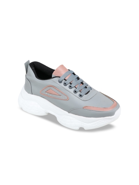 

Trase Women Pink & Grey Colourblocked Sneakers