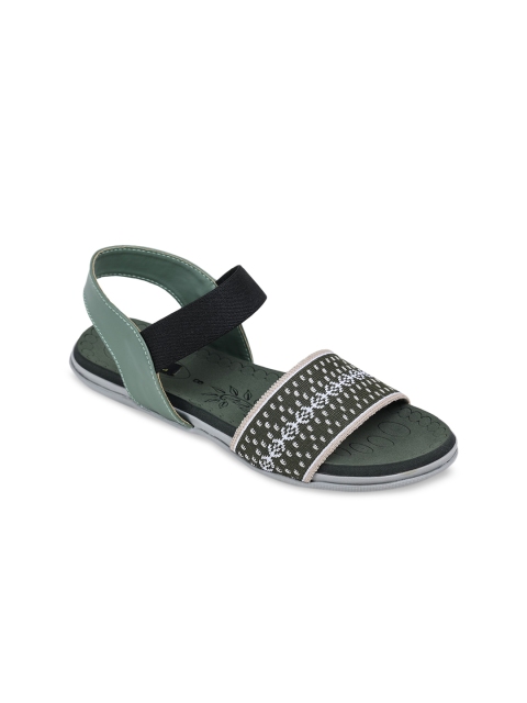 

TRASE Women Green Woven Design Open Toe Flats