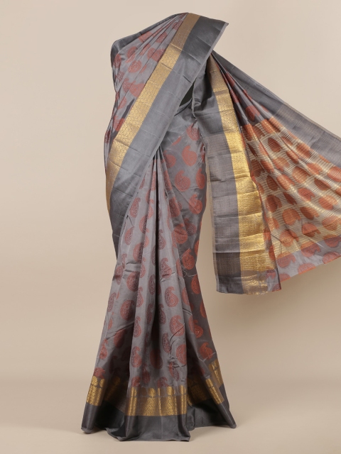

Pothys Grey Woven Design Jute Silk Saree