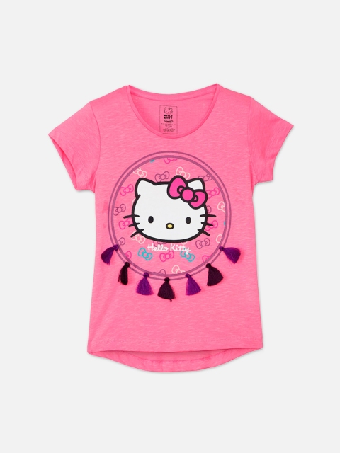 

Kids Ville Girls Pink Hello Kitty Printed T-shirt