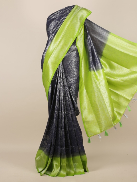 

Pothys Navy Blue & Lime Green Jute Silk Woven Design Saree